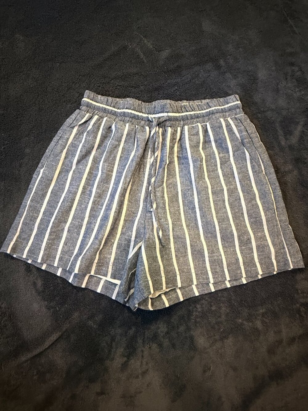 Cotton Bleu Vertical Striped Pull On Shorts Blue White Small S Casual Summer Bea